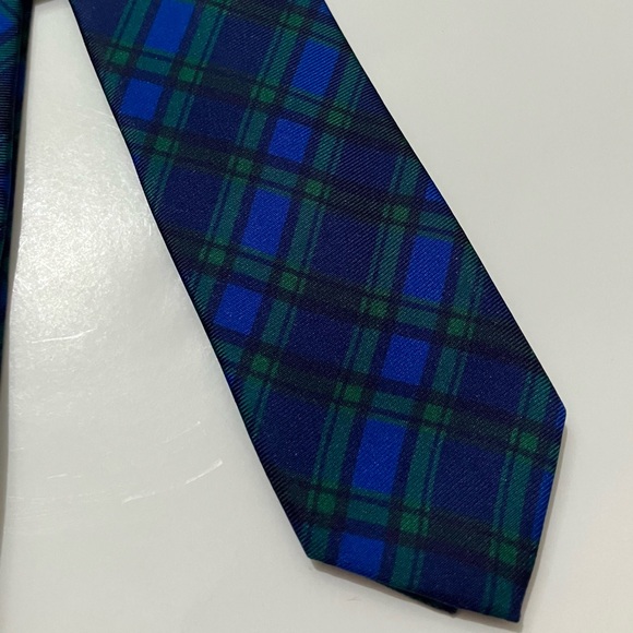 NWT Crewcuts Black Watch Tartan Tie, Silk Plaid Preppy 42” Kids Boy Blue Green - Picture 4 of 13